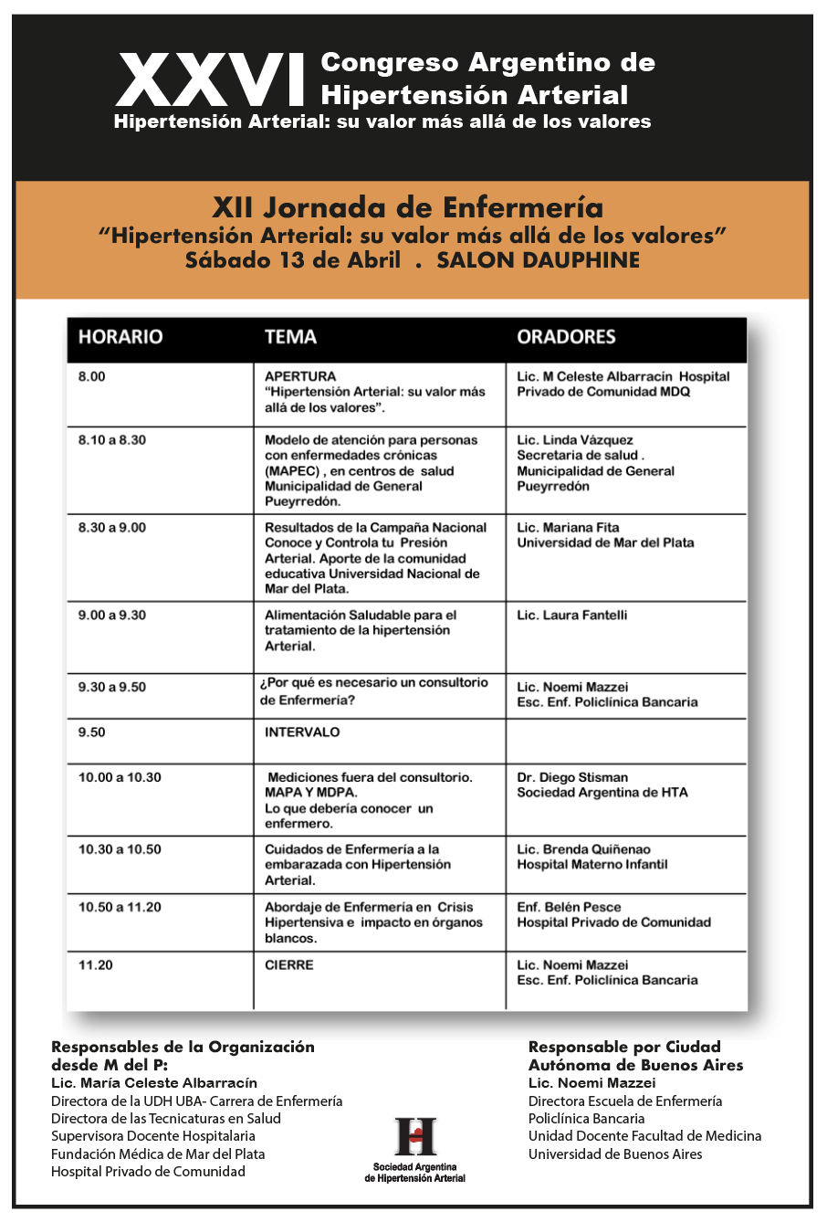 XXVI Congreso, Mar del Plata 2019, Jornada de Enfermeria