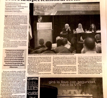 Nota Publicada por el diario La Capital de Mar del Plata el 14 de abril del 2019, en el marco del XXVI Congreso Argentino de Hipertensión Arterial