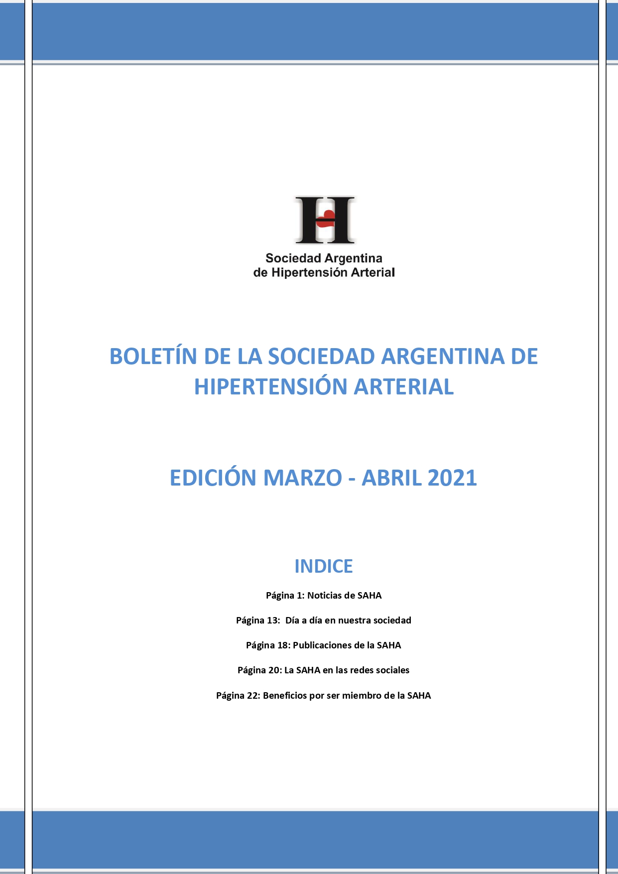 Boletín Periódico Sociedad Argentina de Hipertensión Arterial Marzo - Abril 2021